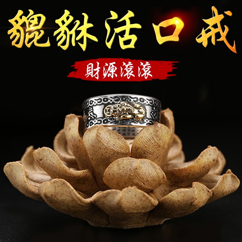 《已開光》貔貅招財進寶般若波羅蜜多心經六字箴言鍍銀戒指