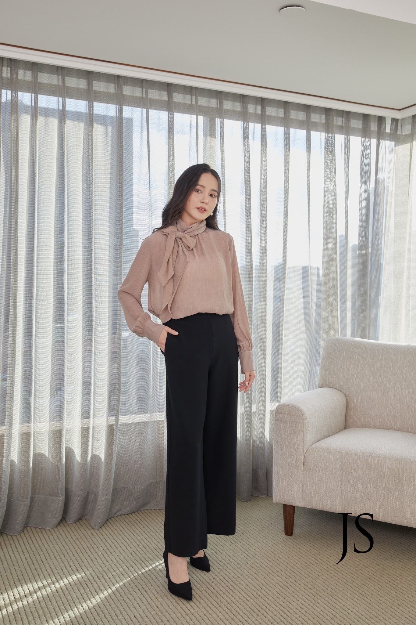 舒適面料挺版寬褲(黑)