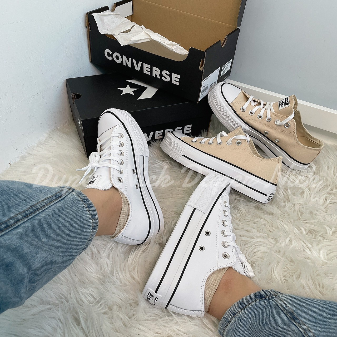 Converse 厚底 低筒 白色