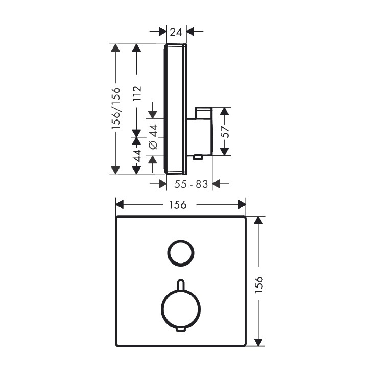 hansgrohe ShowerSelect 15737, -400 + 01800, -180 Concealed thermostat mixer for 1 function