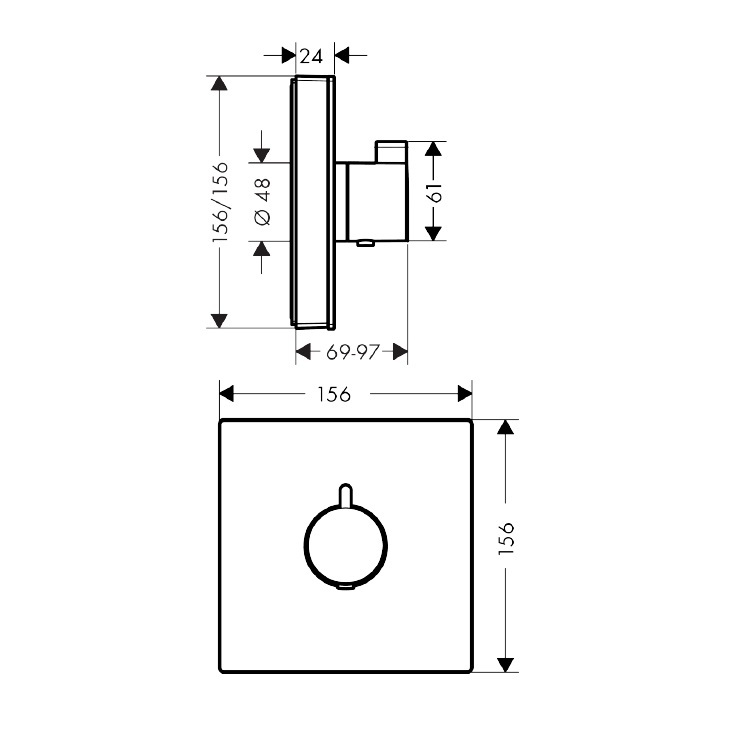 hansgrohe ShowerSelect 15734, -400 + 01800, -180 Thermostat mixer highflow for concealed installation
