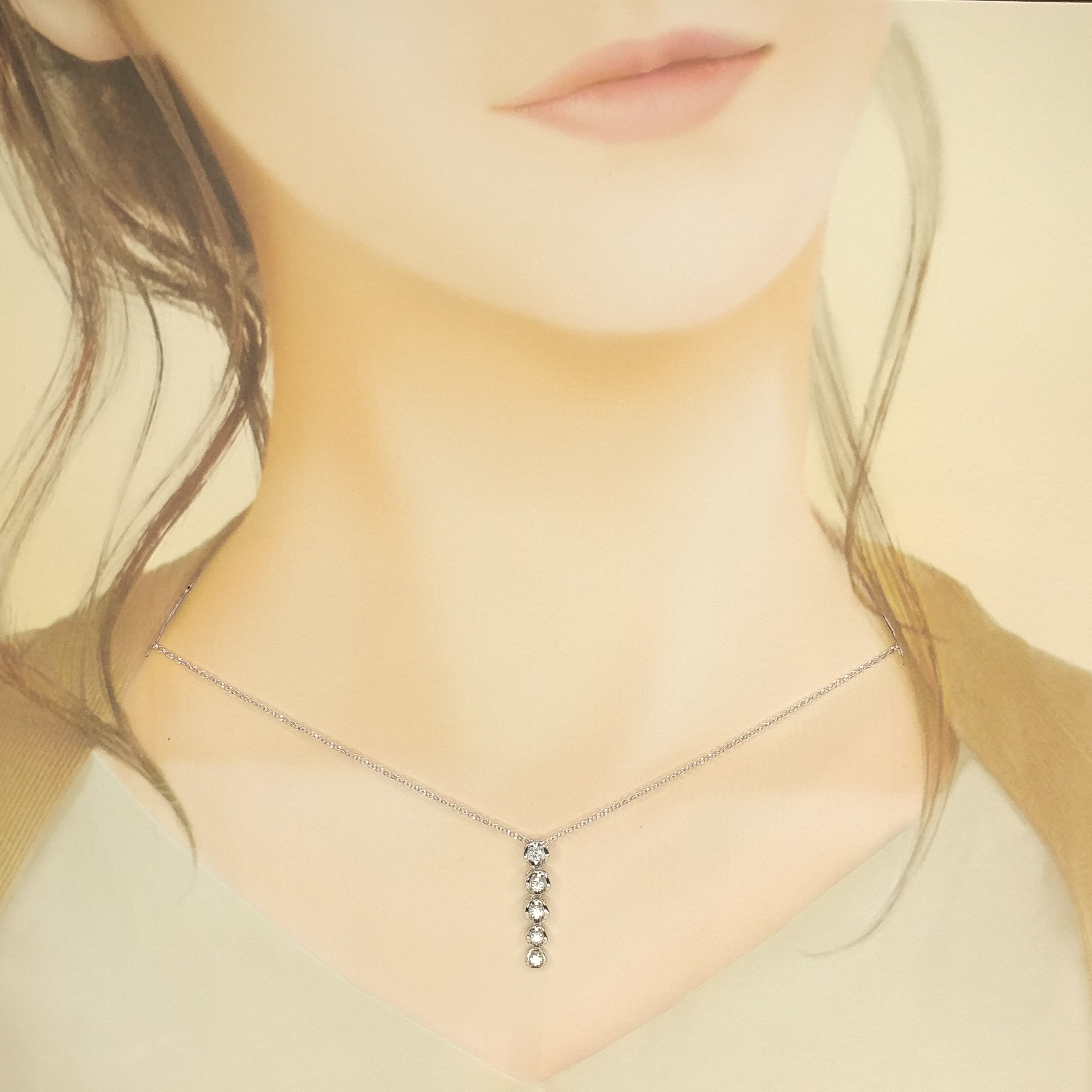 全新18K白金28份鑽石吊墜