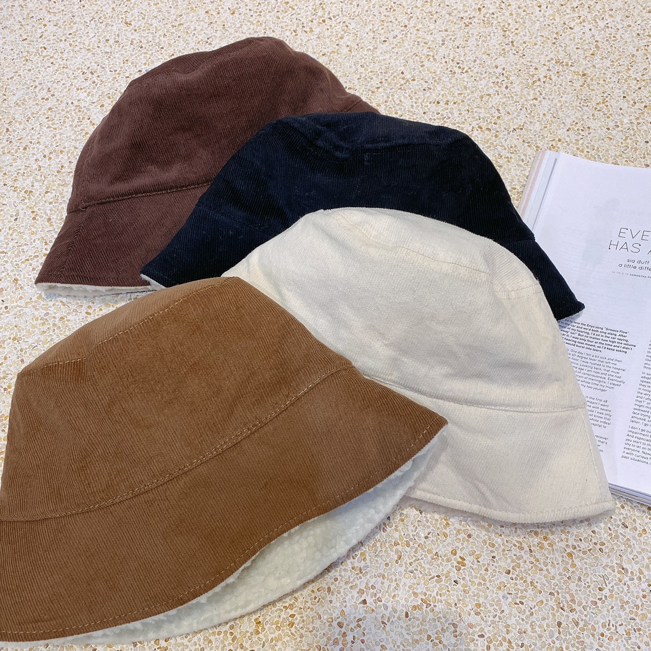 雙面戴羊羔Q毛漁夫帽/三色