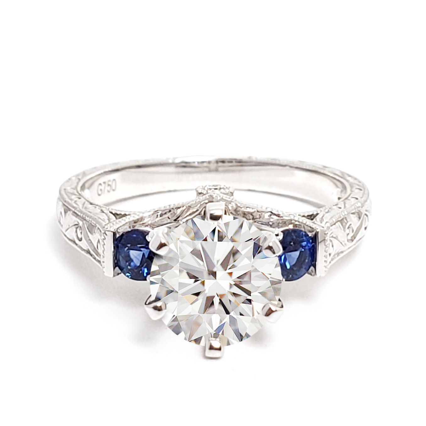 18K白金天然鑽石藍寶戒指托(RS22RY18674A)