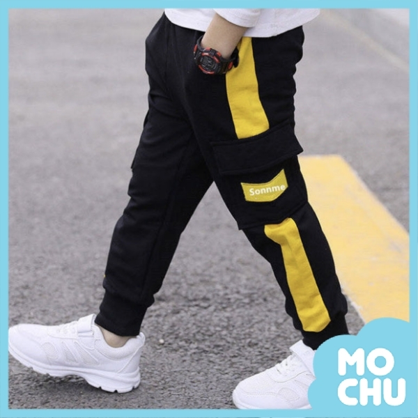 色彩條拼接大口袋休閒褲(三色)