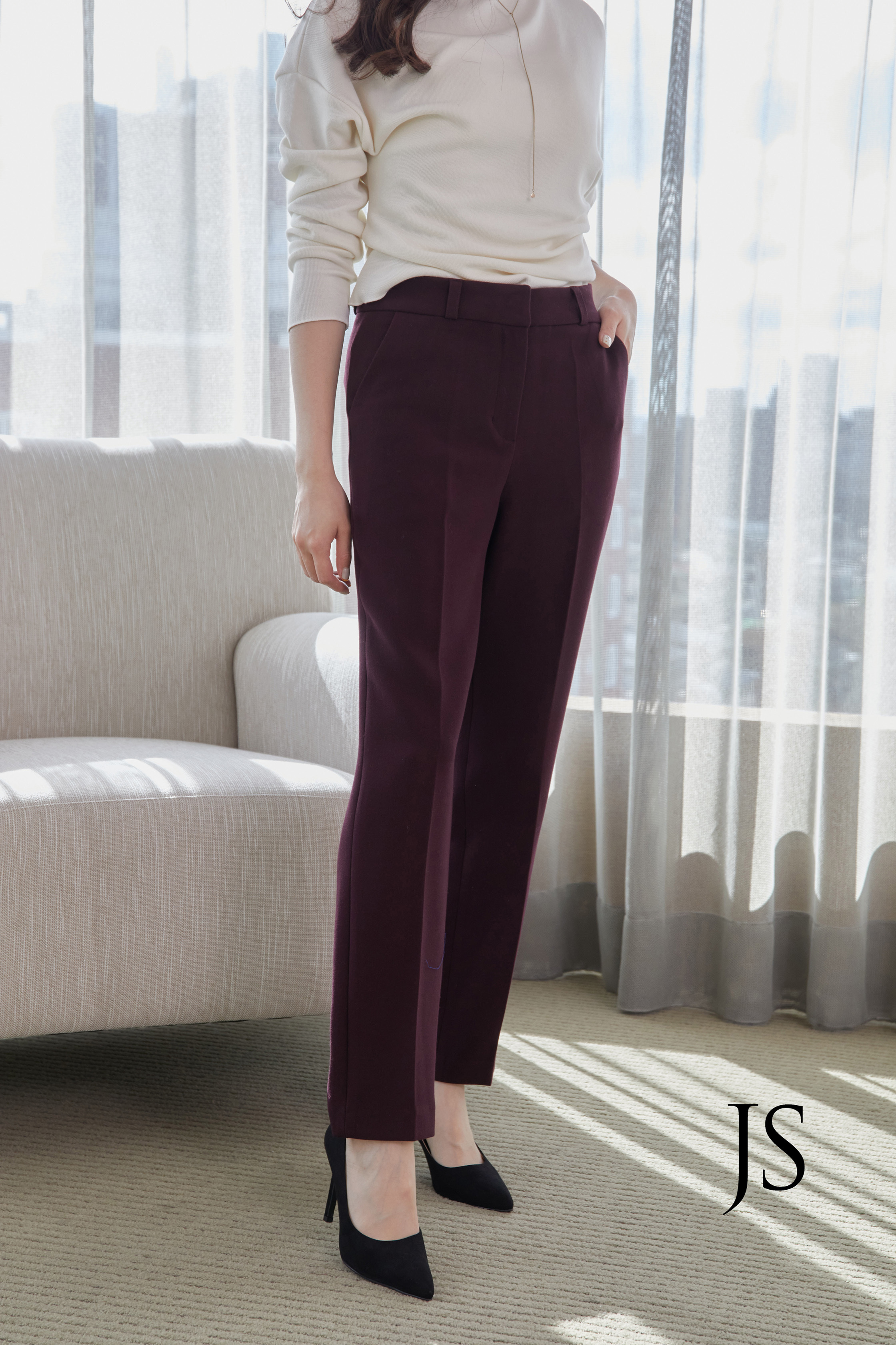 排釦西裝套裝(暗紅)