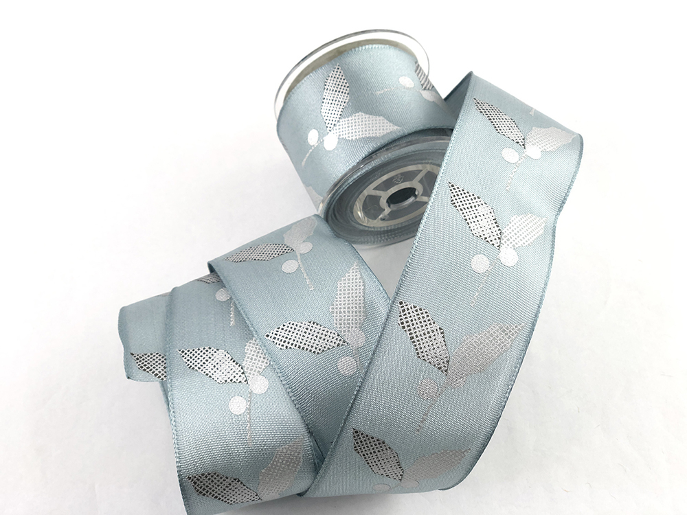 金粉插畫雙葉/平織鐵絲/38mm