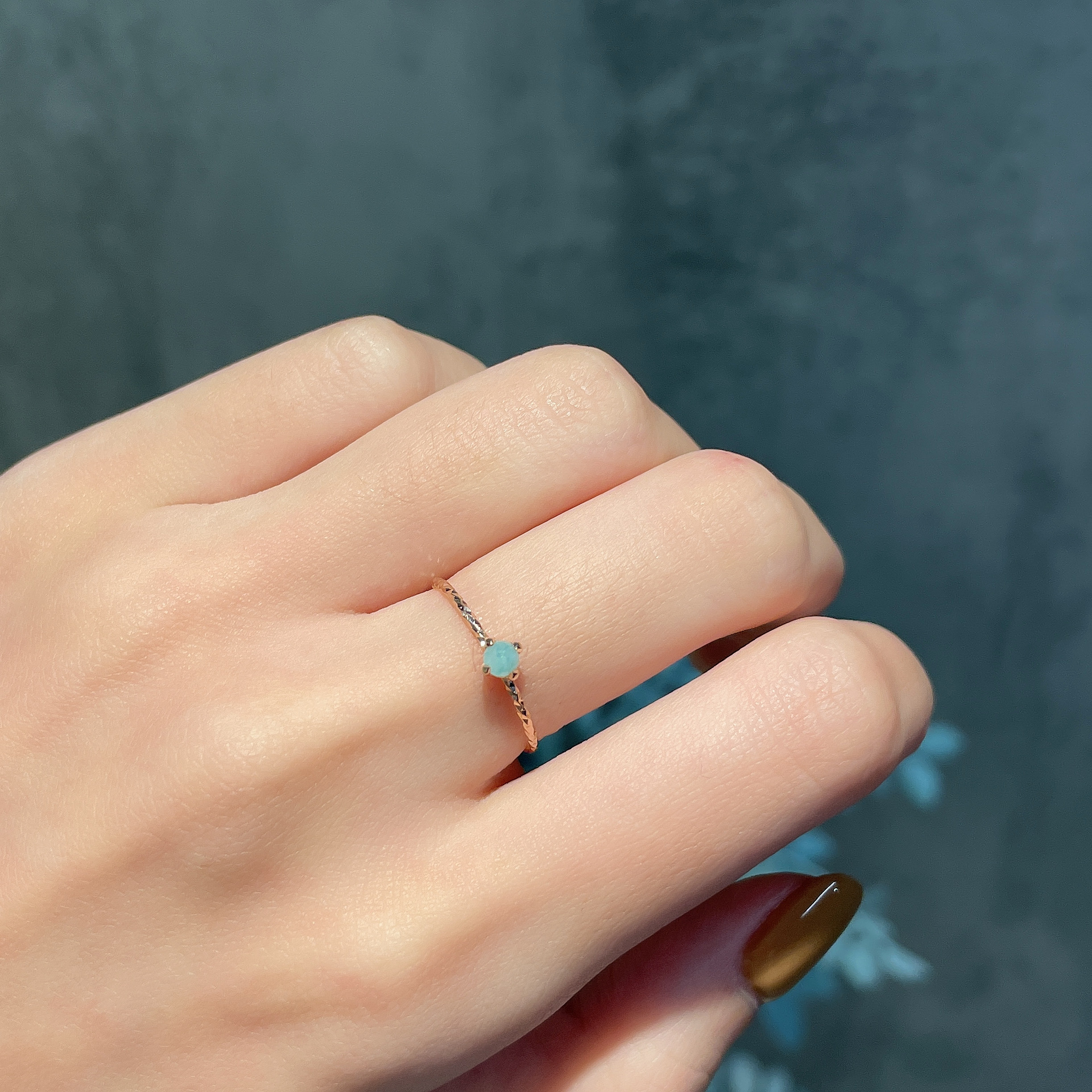 四爪玫瑰切割天河石戒指