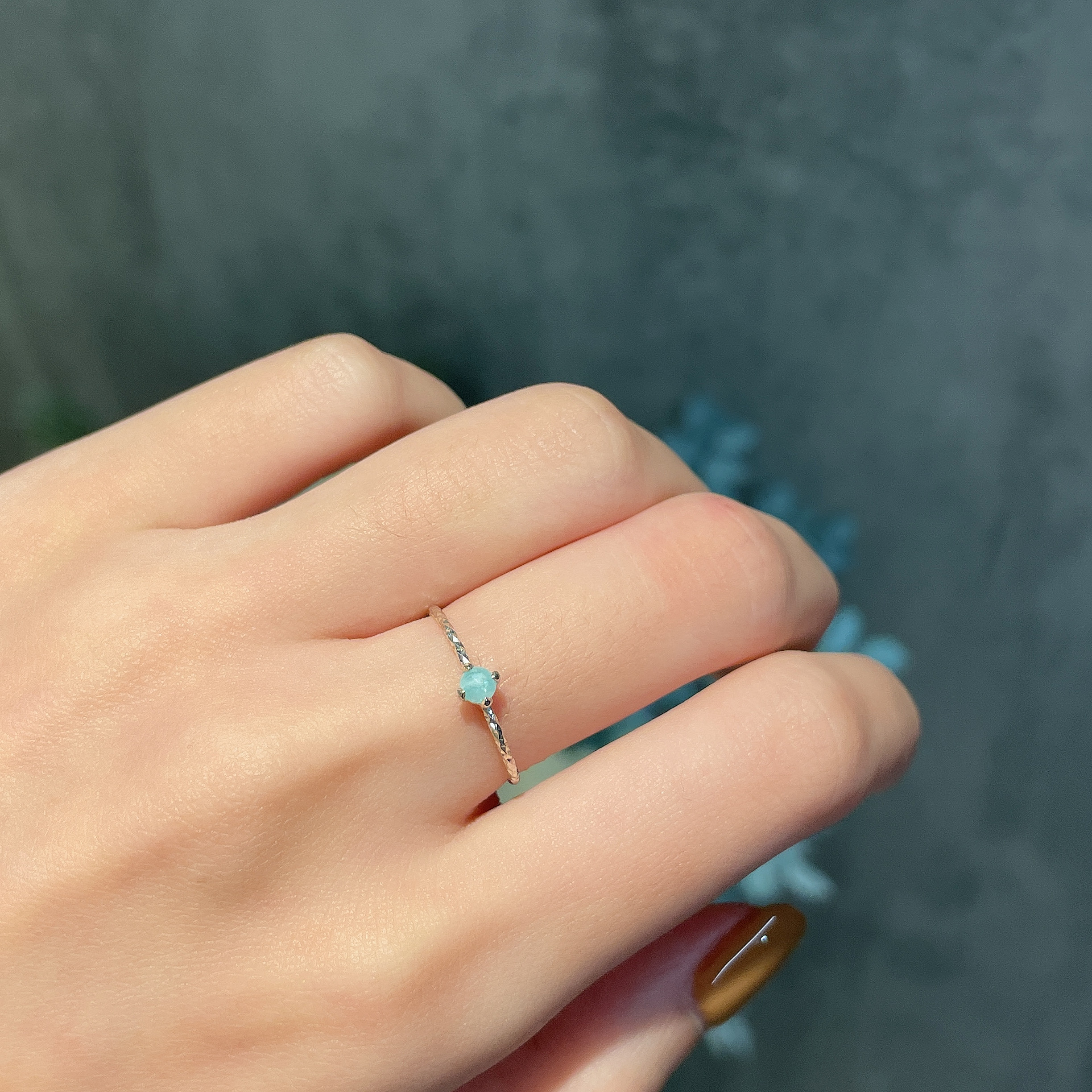 四爪玫瑰切割天河石戒指