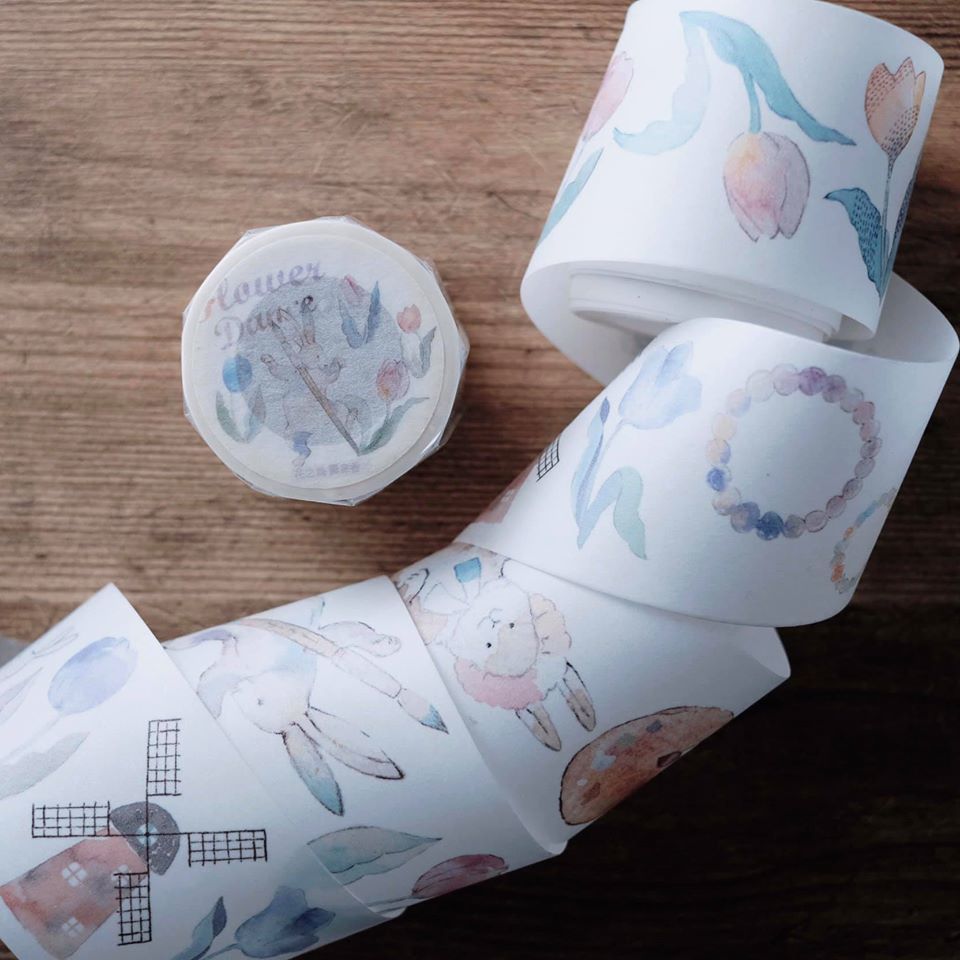 花之舞 鬱金香兔兔紙膠帶｜露台上的波麗 臺灣