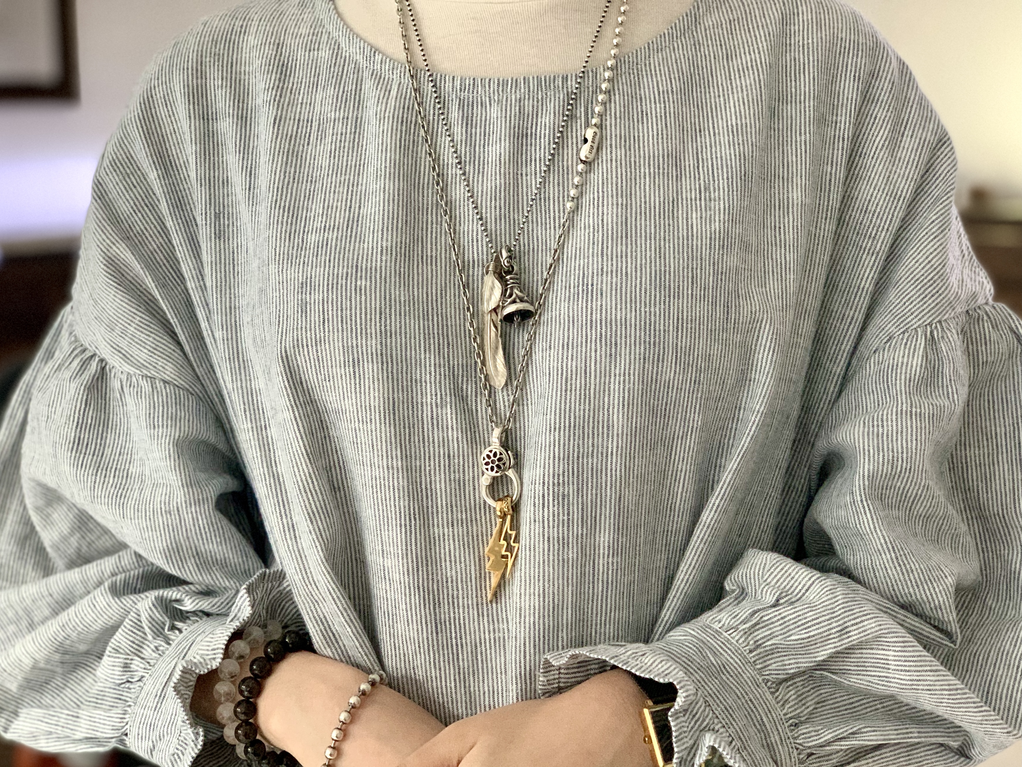 Cut Out Shazam Pendant, 22K Gold