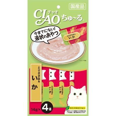 [*任選11件$138*] 日本CIAO - 雞肉+魷魚醬貓小食