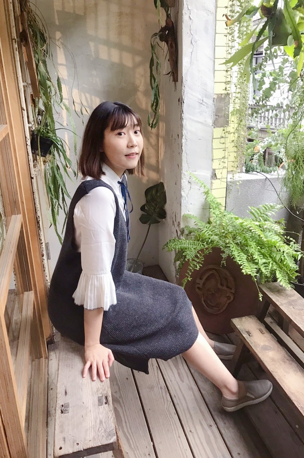 部落客穿搭V領針織洋裝背心