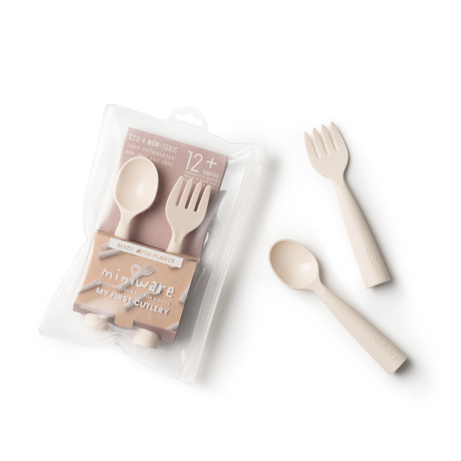 Miniware 天然聚乳酸兒童學習餐具 My First! 叉匙組-奶油香草