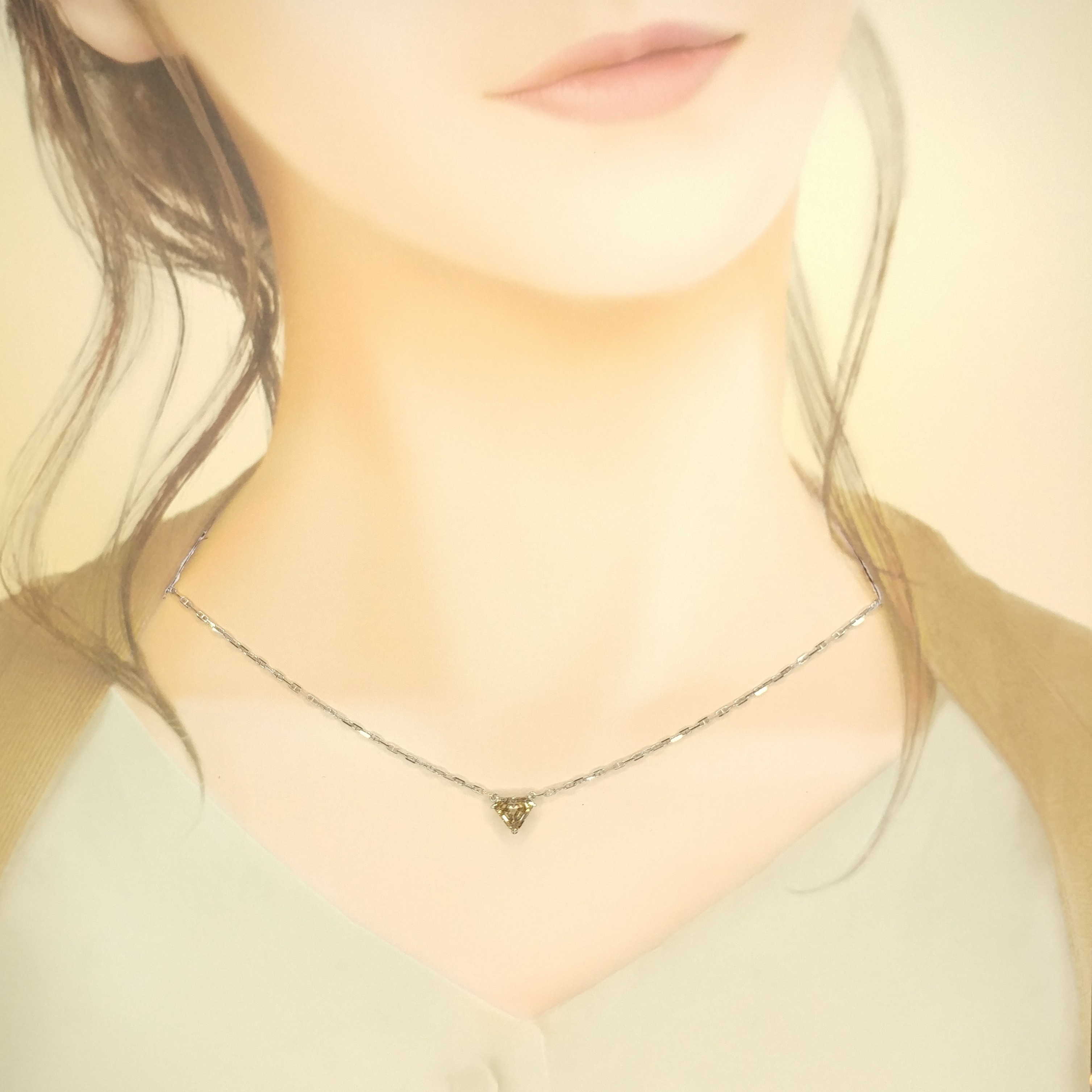 18K White Gold 1.08ct Fancy Brown Diamond Necklace