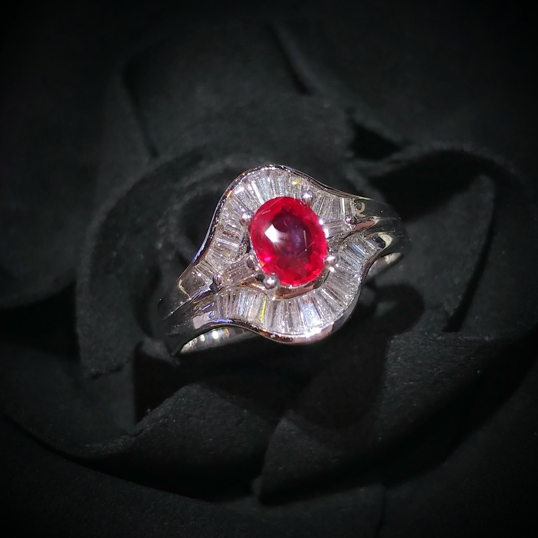 18K White Gold 0.63ct Ruby and Diamond Ring