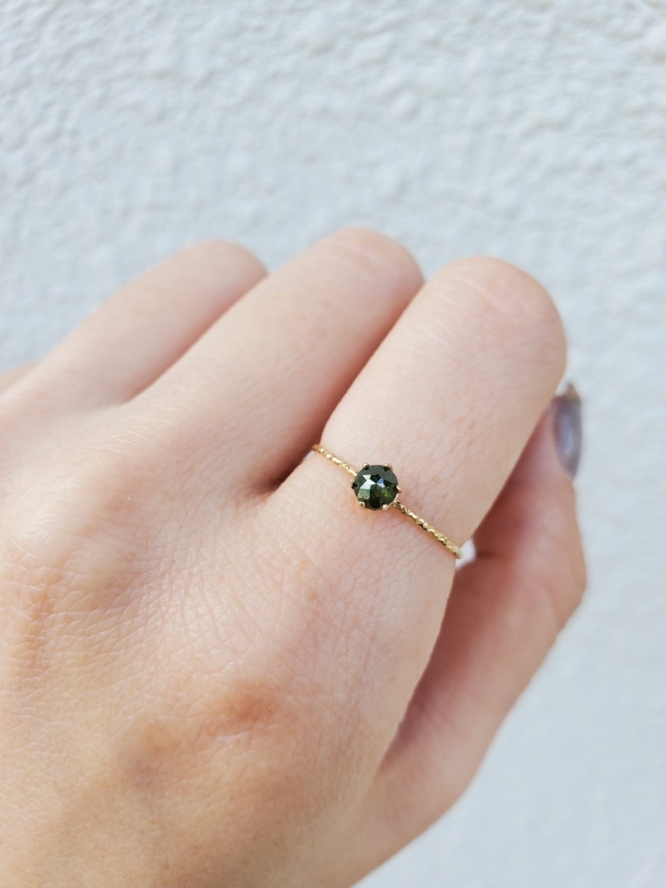 14K 六爪4mm綠鑽原礦滿天星戒指