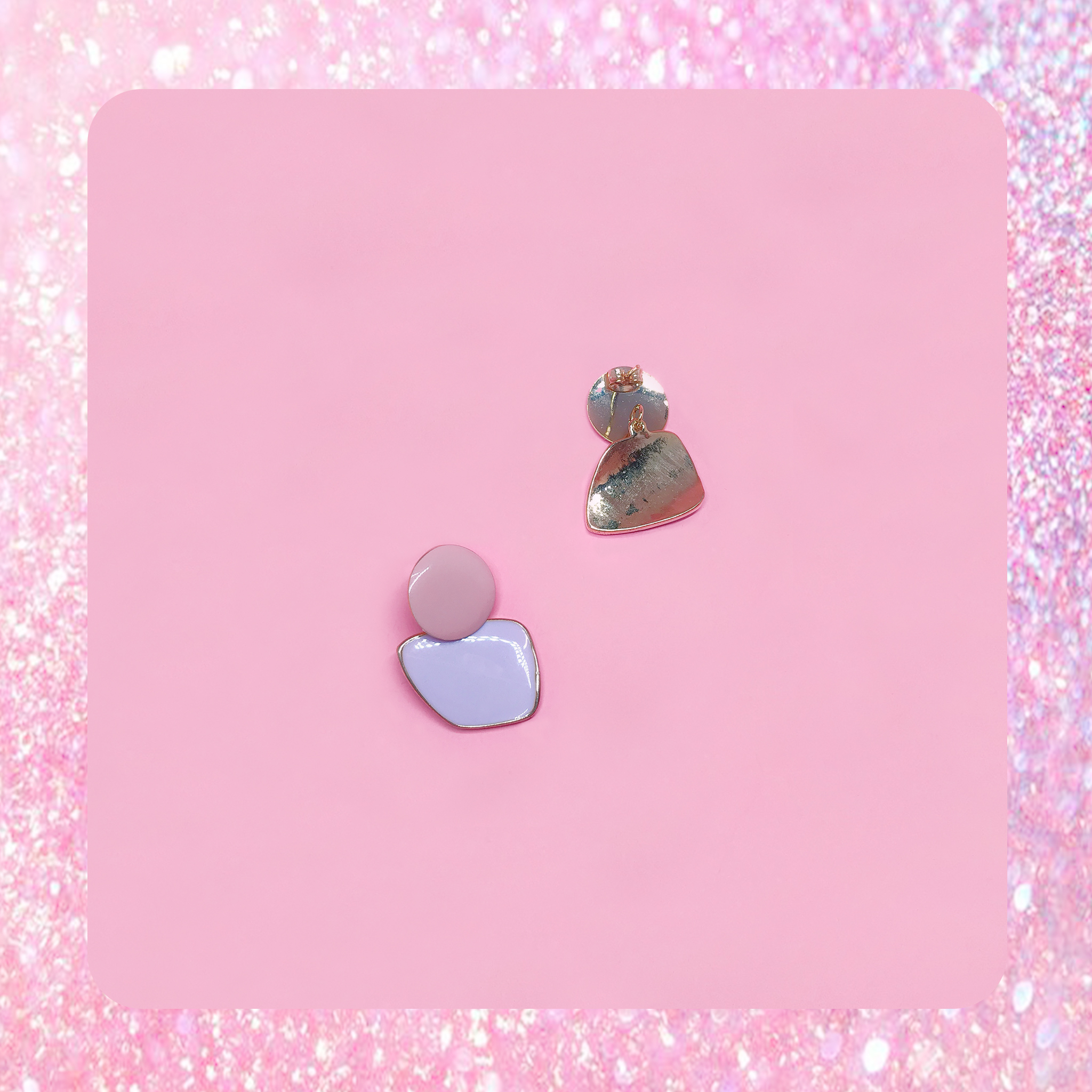 ♡ ここ這裡 ♡ 正韓粉嫩色少女心金邊耳針耳環