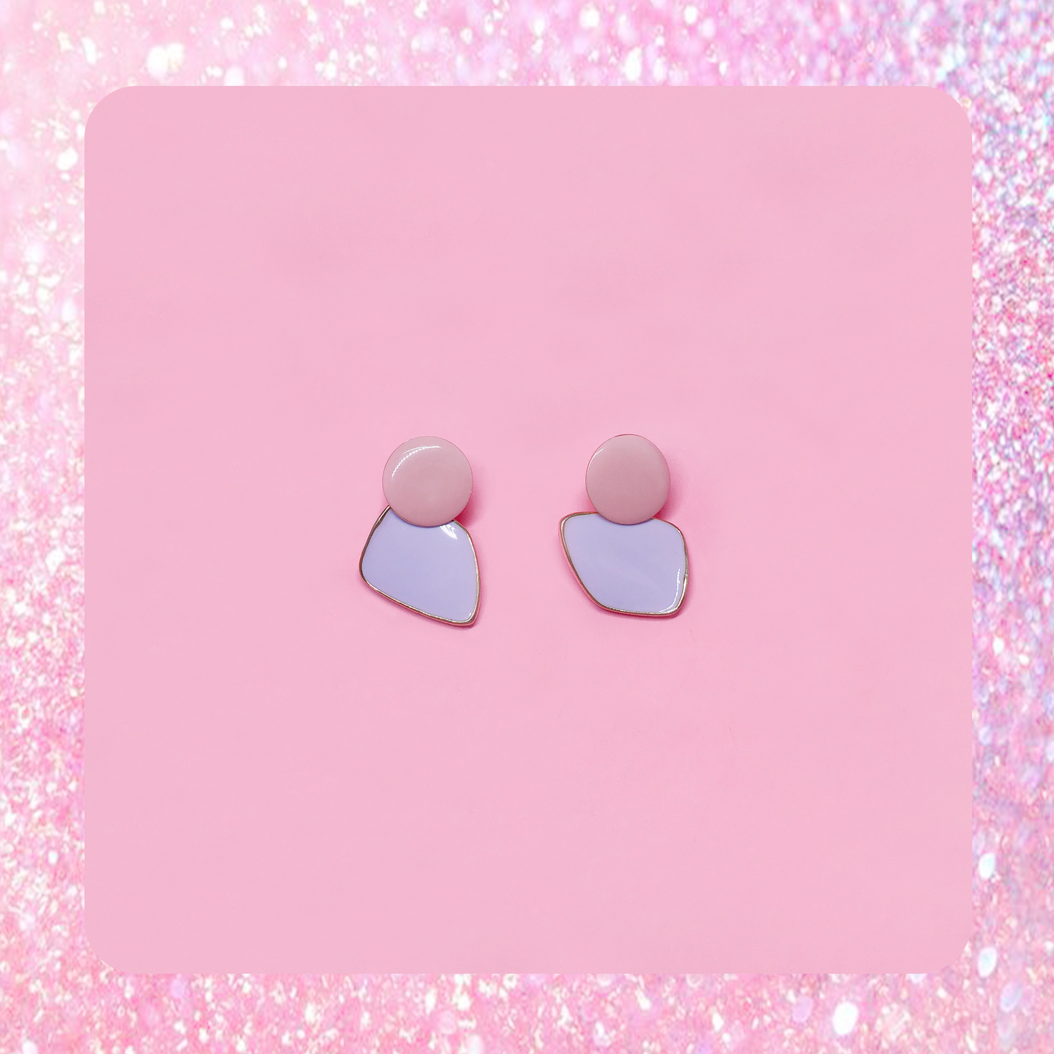 ♡ ここ這裡 ♡ 正韓粉嫩色少女心金邊耳針耳環