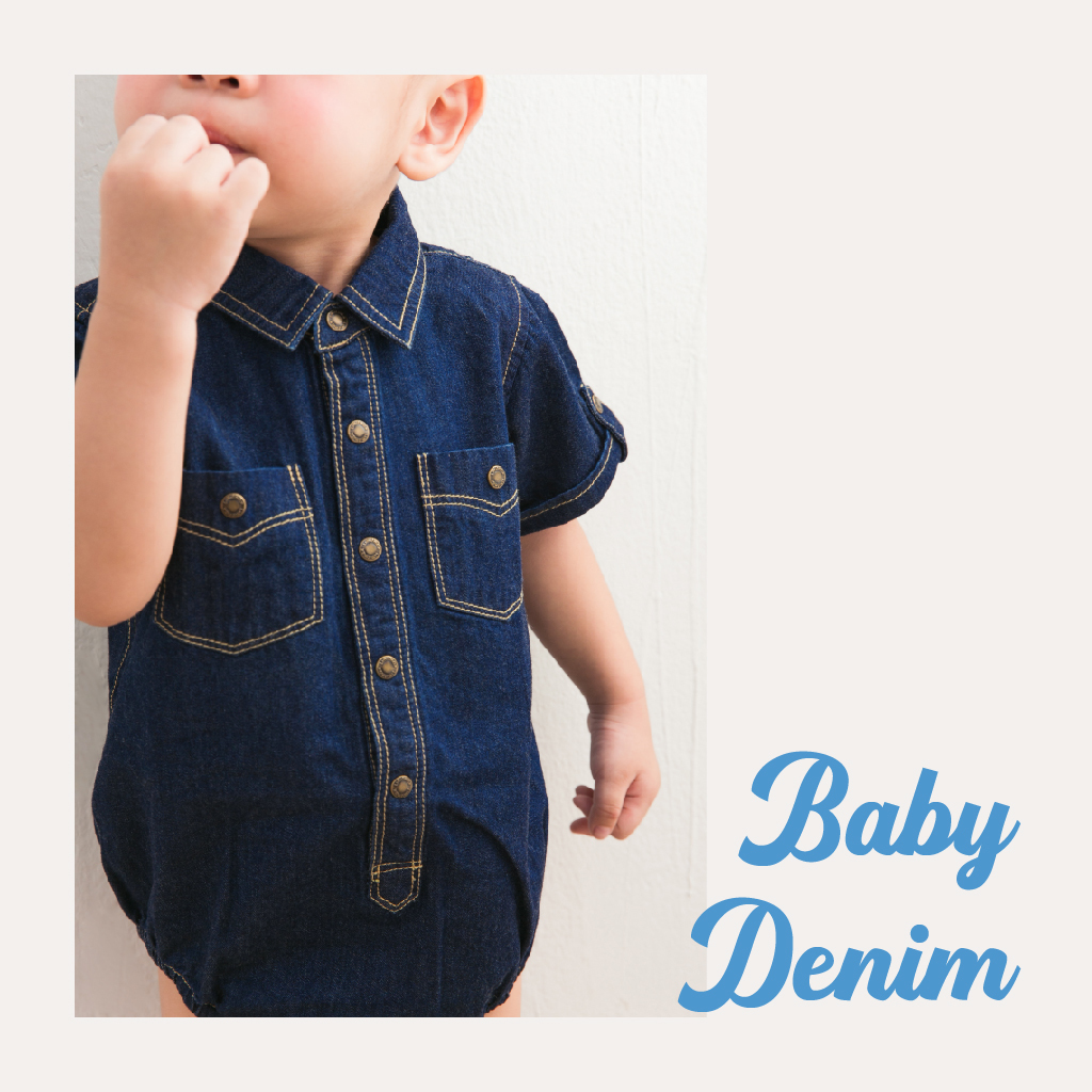 【Limitmax米樂親子】 獨家設計舒適丹寧包屁衣-深牛仔藍