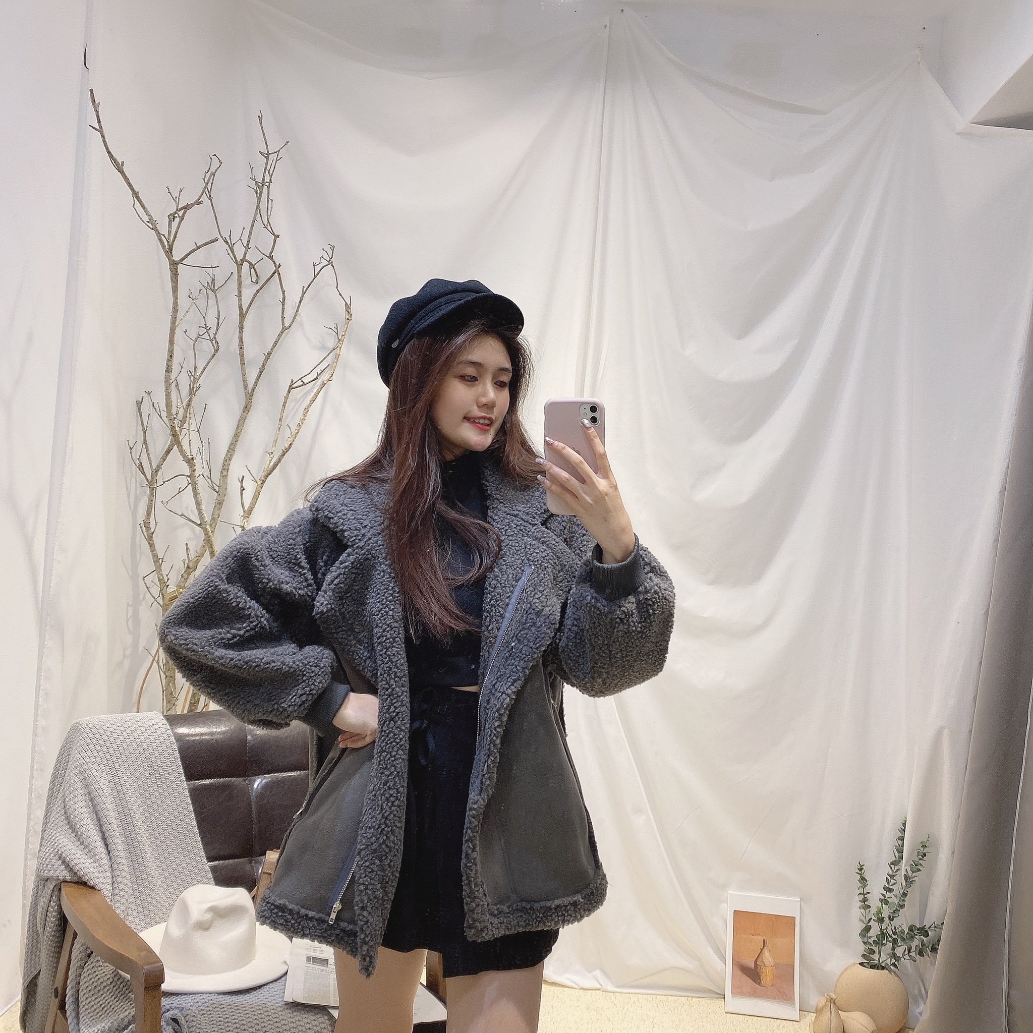 金屬毛呢海軍帽/三色