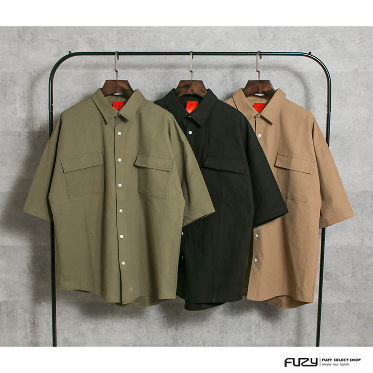 SALE - 厚磅 工裝 雙口袋 短袖 襯衫 - S201315