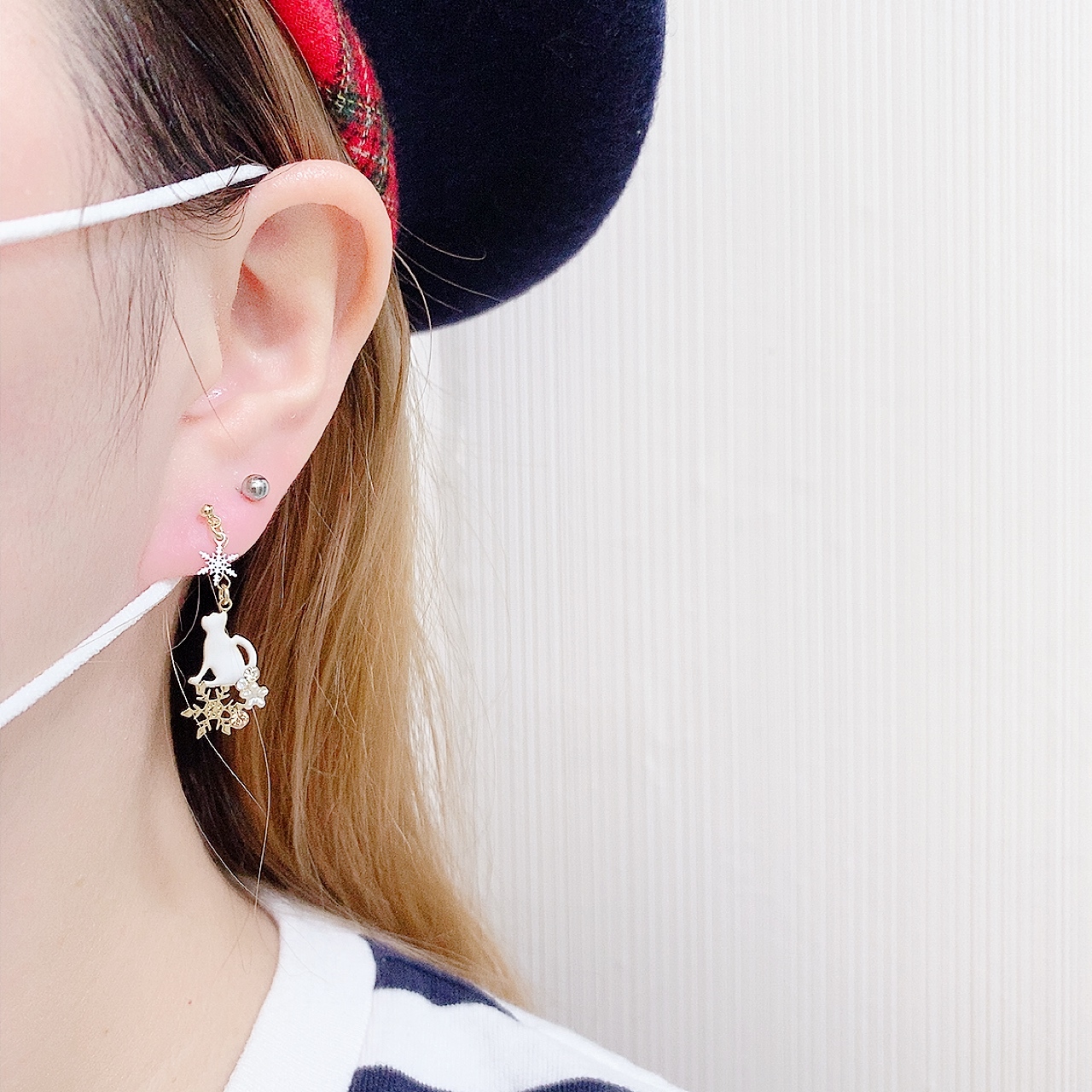 [日本制] Osewaya貓咪與雪花耳環(防敏感)