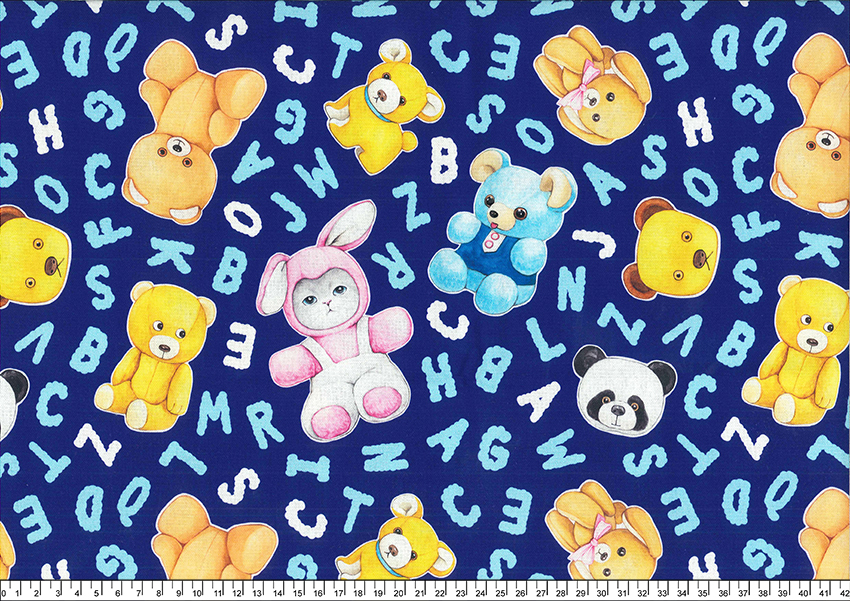 玩具熊風格貓-藍色(一尺)【版權布】