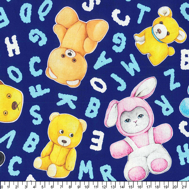 玩具熊風格貓-藍色(一尺)【版權布】