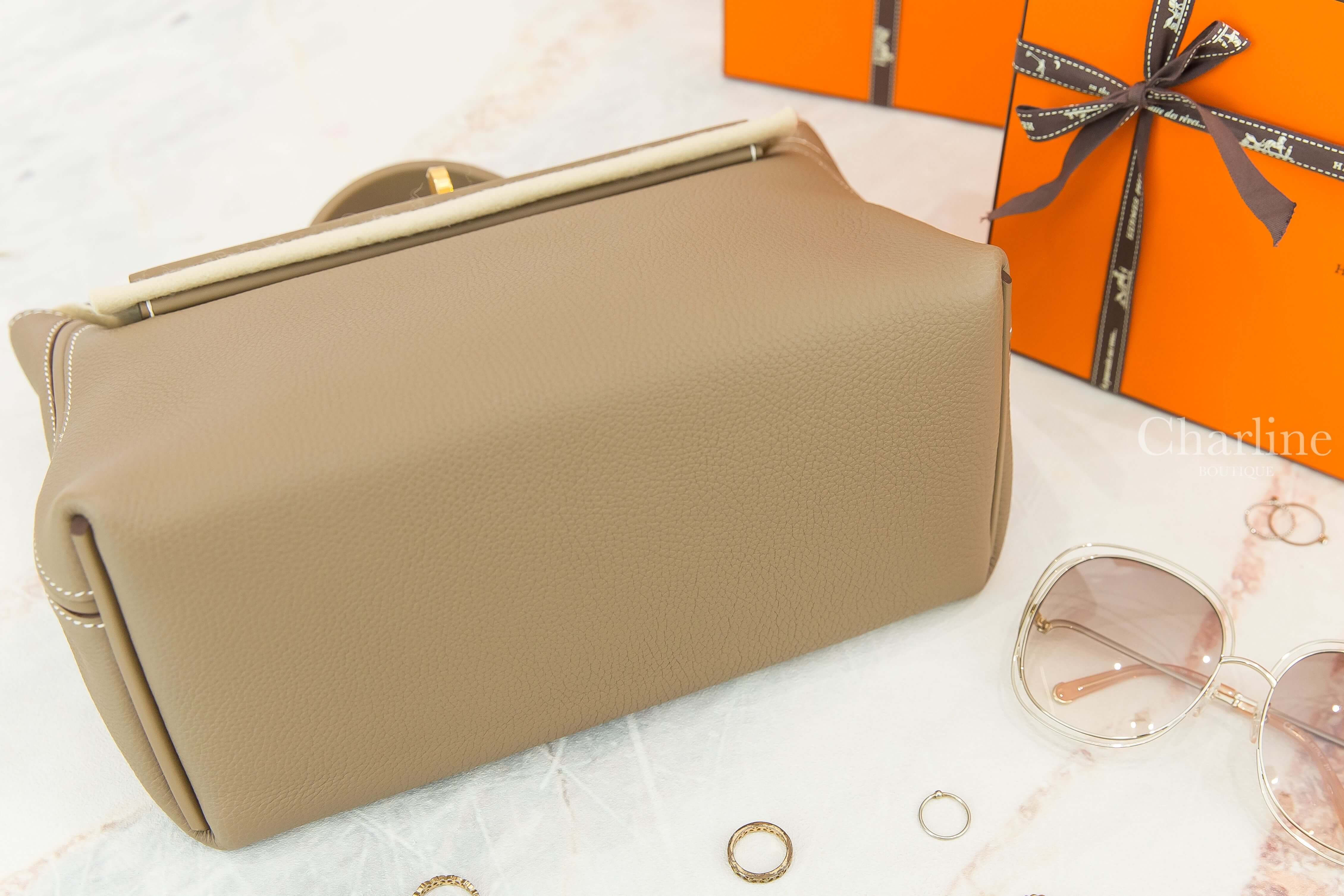 Hermès Kelly 24/24 29 18 Etoupe Veau Togo/Veau Swift 大象灰金釦手提肩背包-Charline Boutique 精品代購