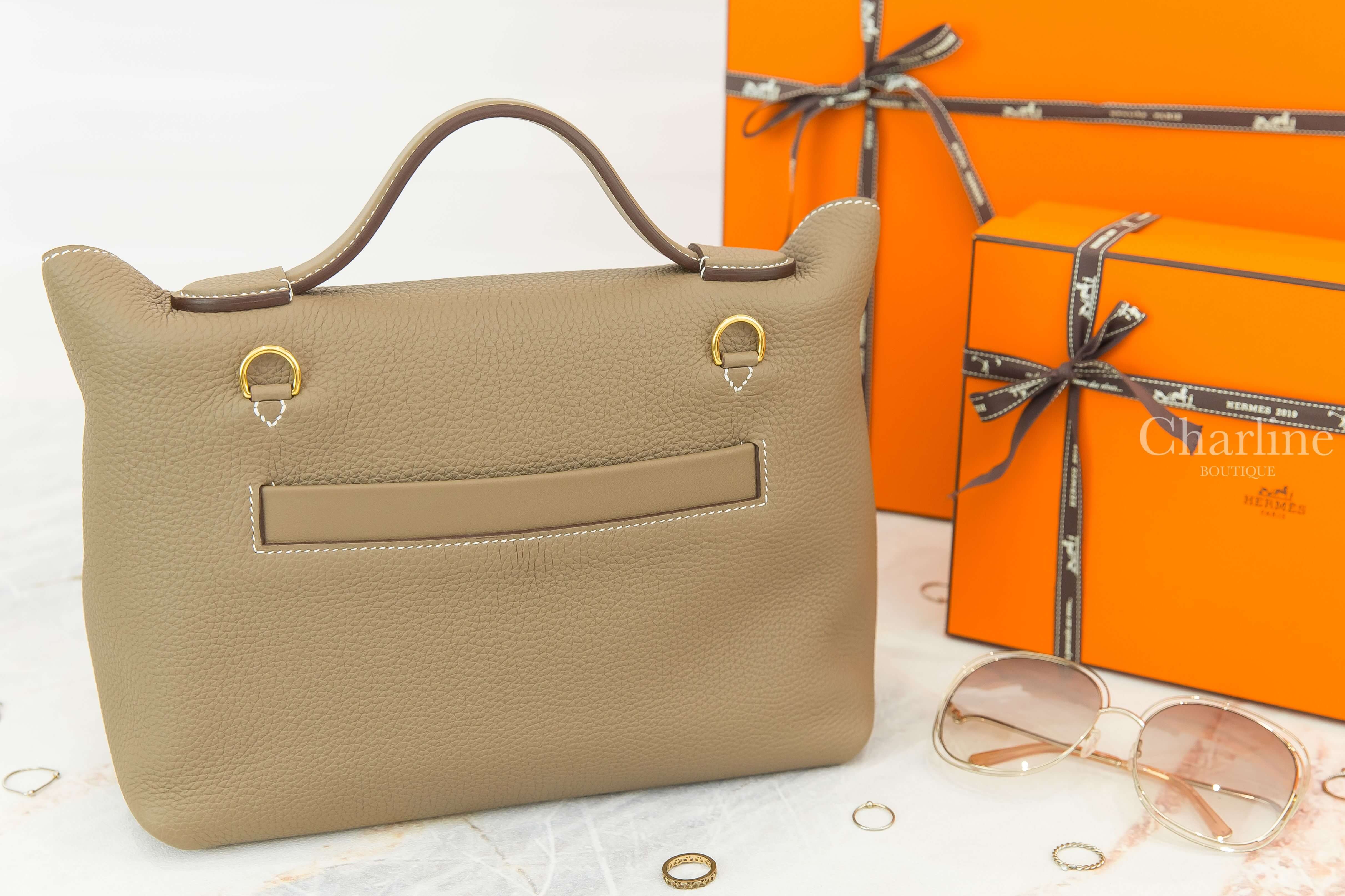 Hermès Kelly 24/24 29 18 Etoupe Veau Togo/Veau Swift 大象灰金釦手提肩背包-Charline Boutique 精品代購