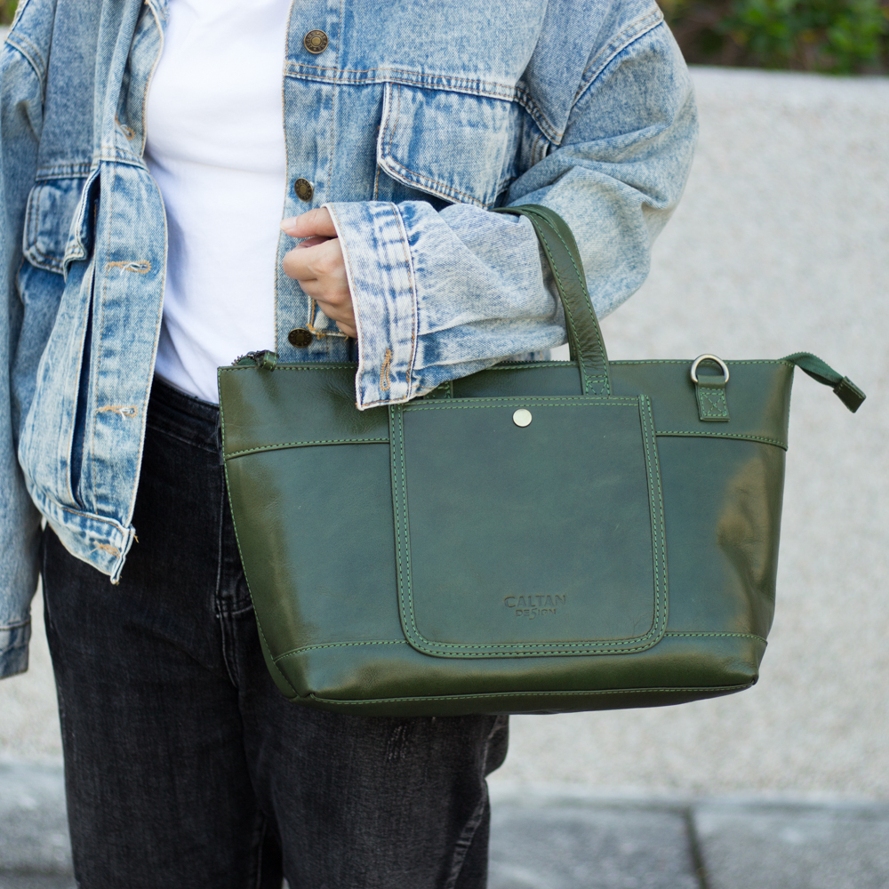 輕甜小口袋真皮手提/斜背兩用水餃包-cd綠(5291cd綠)