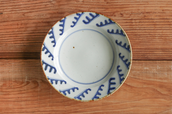 中田窯-吳須-6吋皿 波文