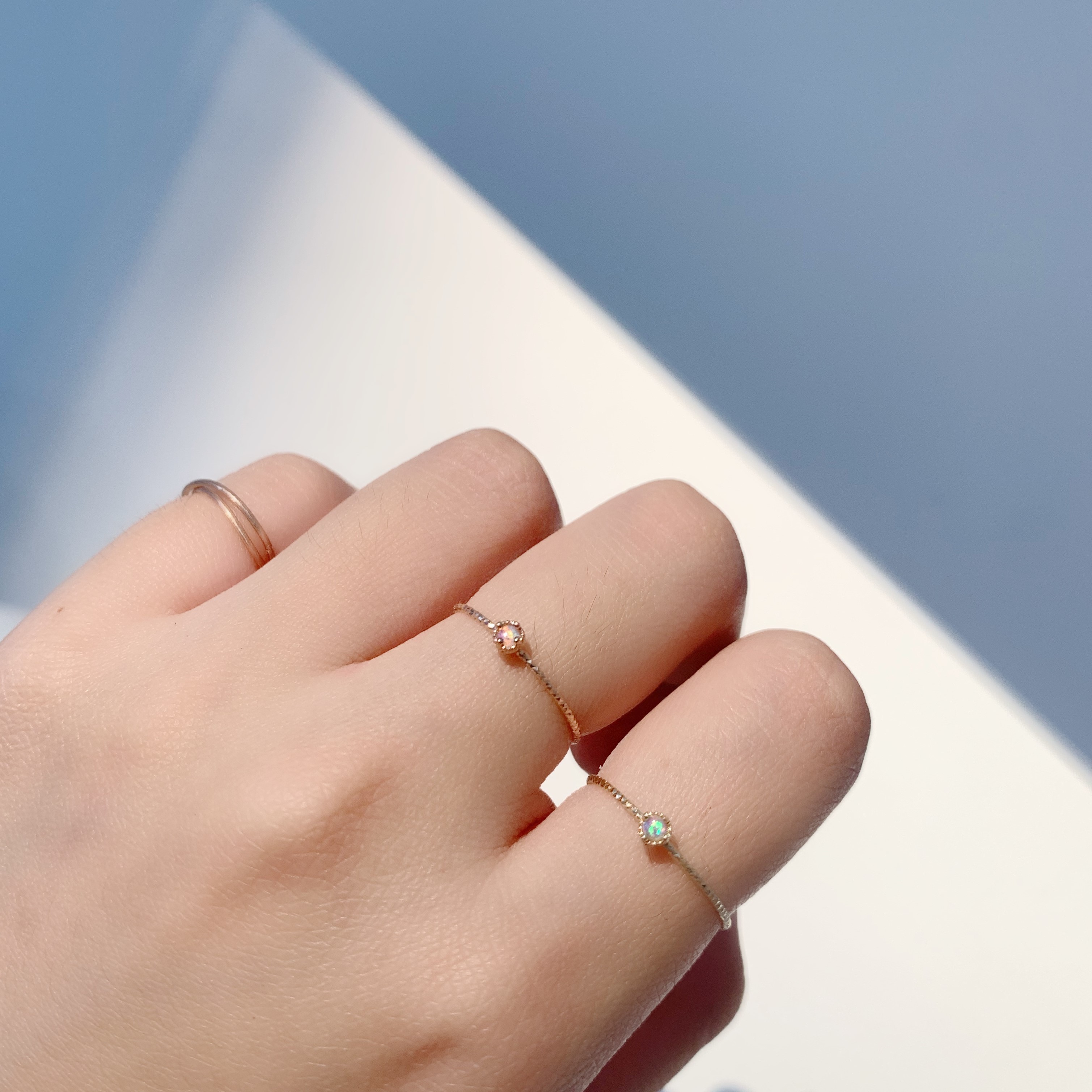 14K 2分歐泊石戒指