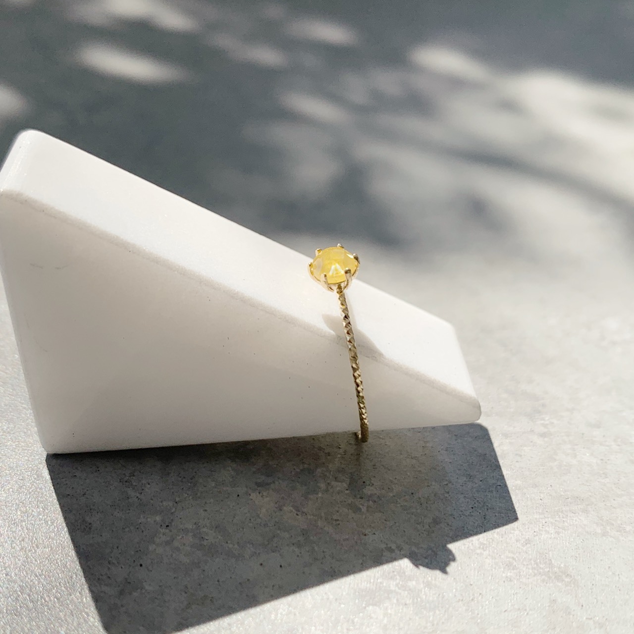 14K 六爪4mm黃鑽原礦滿天星戒指