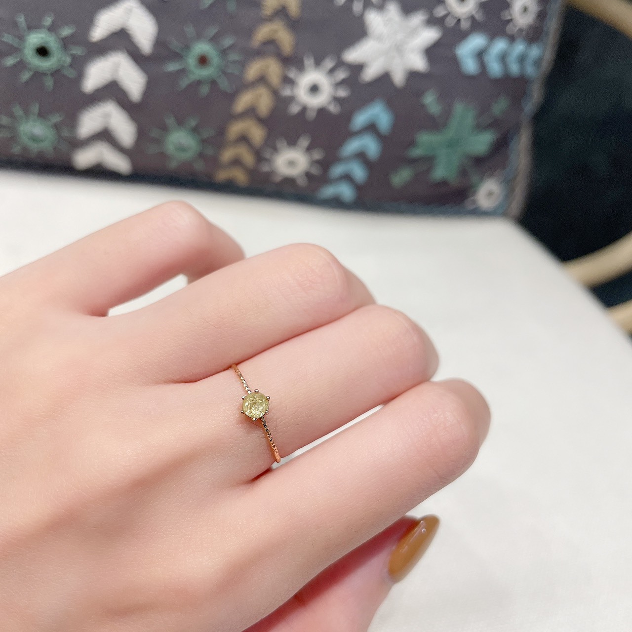 14K 六爪4mm黃鑽原礦滿天星戒指