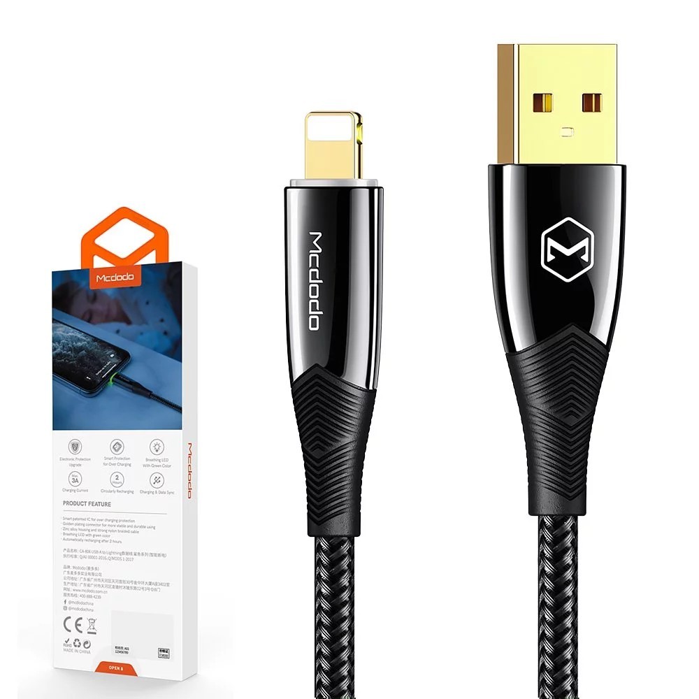 【Mcdodo麥多多】iPhone/Lightning智能斷電充電線快充線傳輸線 LED 呼吸燈 戰皇系列 120cm