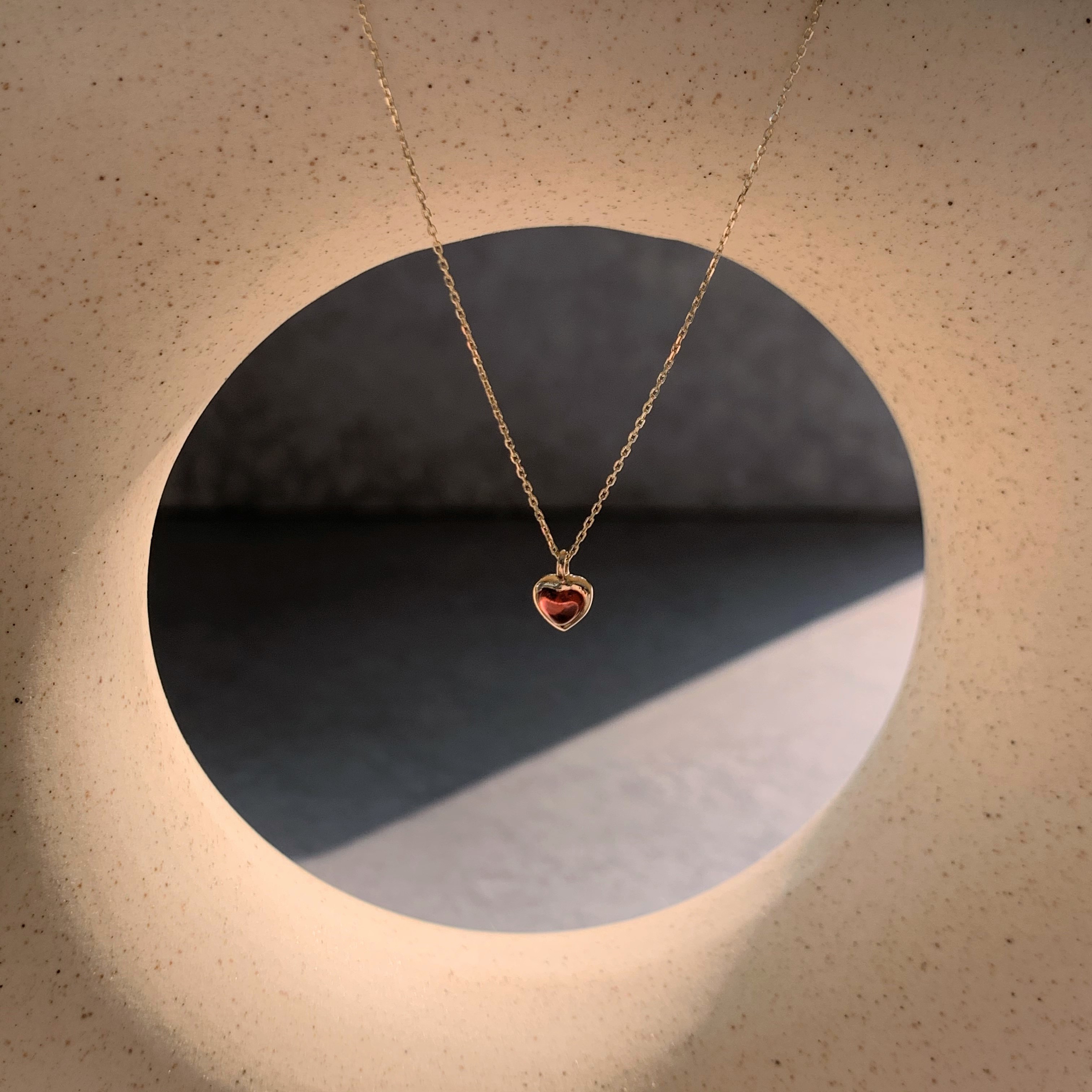 14K QQHEART石榴石鎖骨鍊