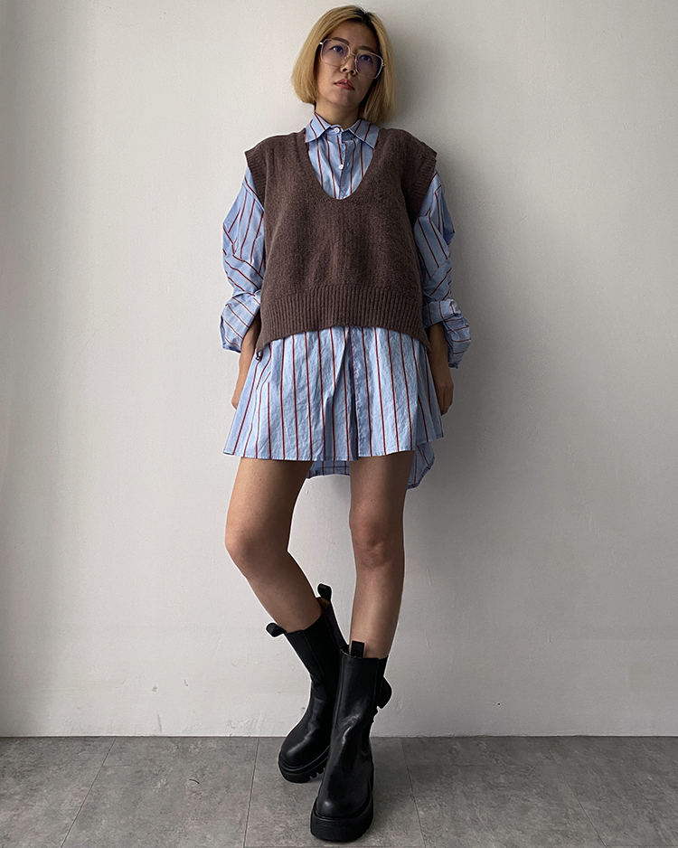 MFV-1671 V領針織背心 ʙʀᴏᴡɴ