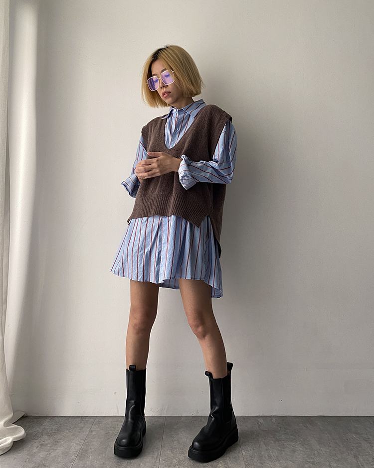 MFV-1671 V領針織背心 ʙʀᴏᴡɴ