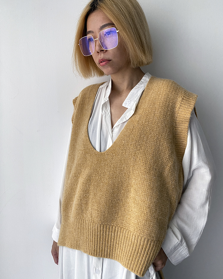 MFV-1671 V領針織背心 ʏᴇʟʟᴏᴡ