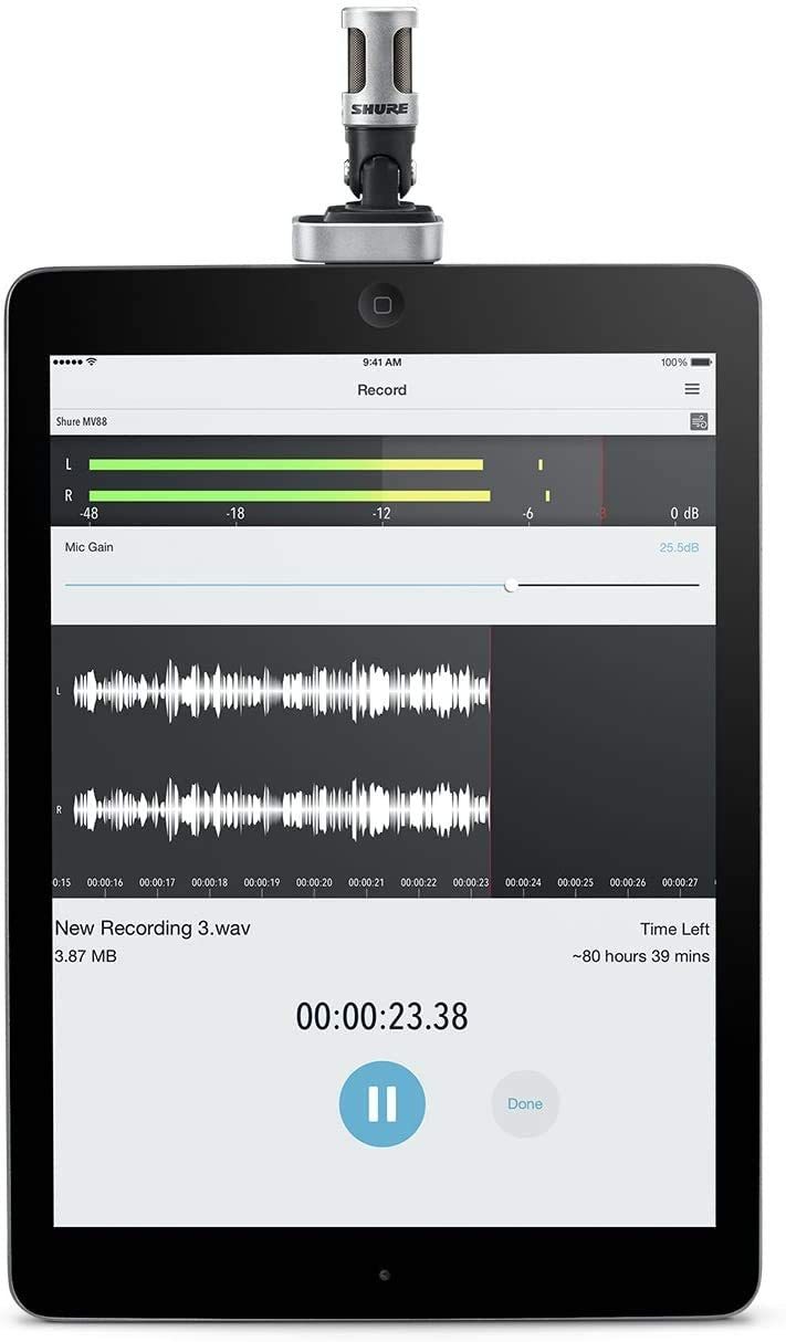超迷你🎤SHURE MV88 iPhone iPad用24bit/48kHz MV88A 數碼立體聲電容式