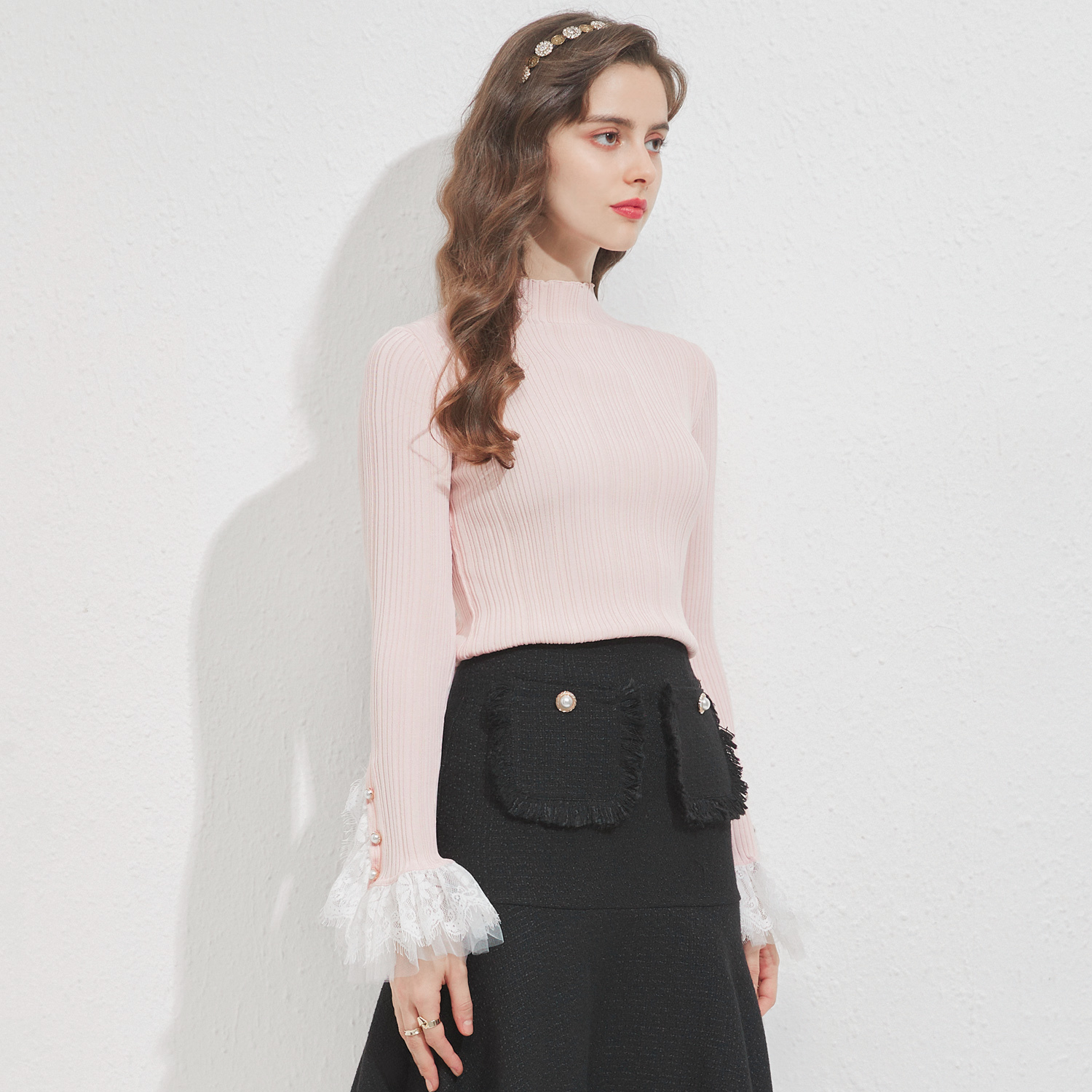 Knitted Top With Lace Detail