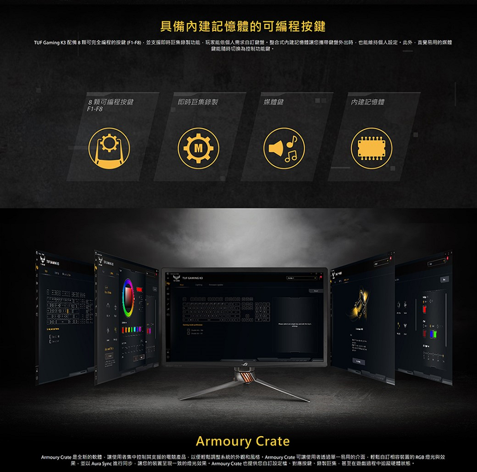 米特3C數位–ASUS 華碩 TUF Gaming K3 RGB 機械式鍵盤/電競鍵盤/90MP01Q2-BKTA00