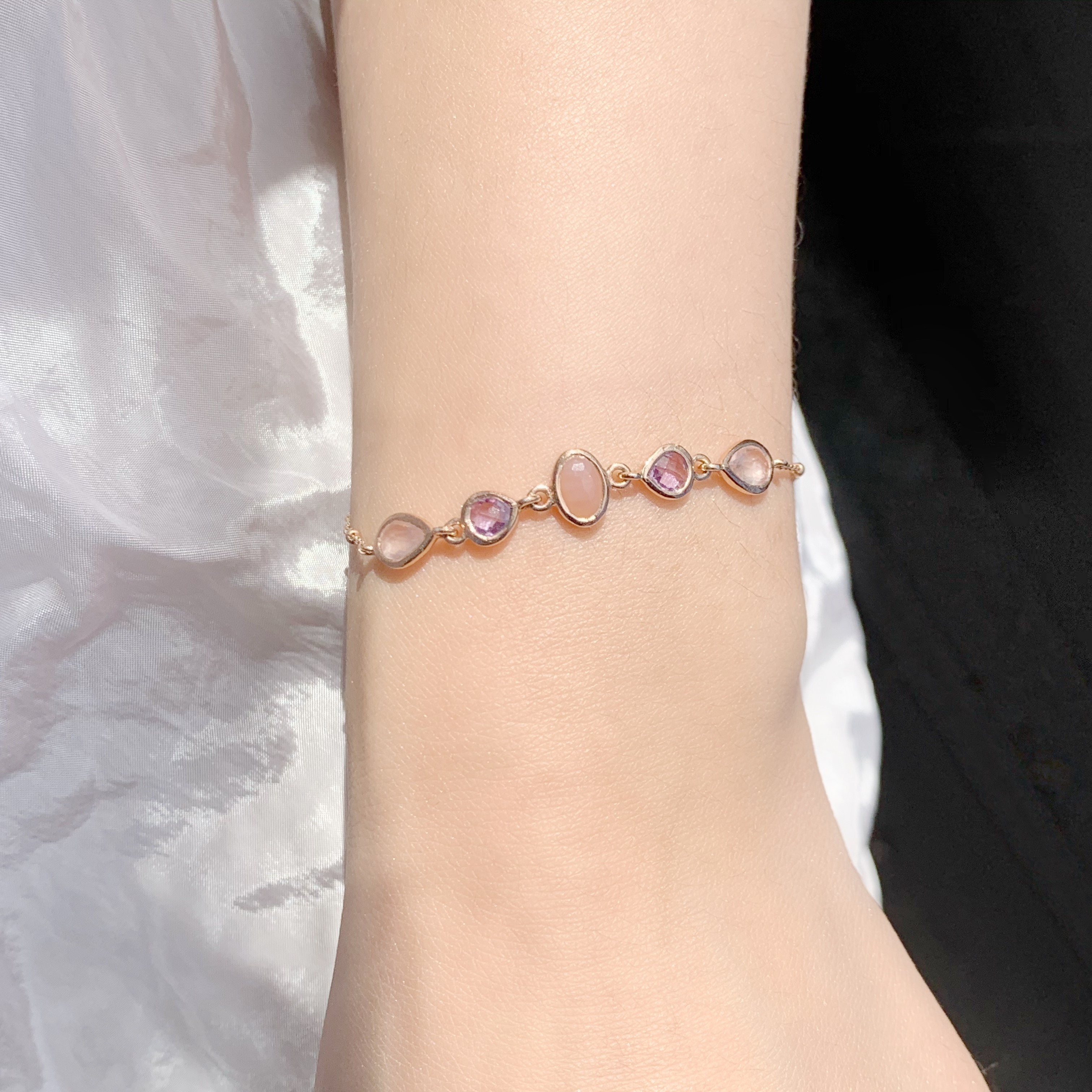 Alice粉紫寶石triplets手鍊