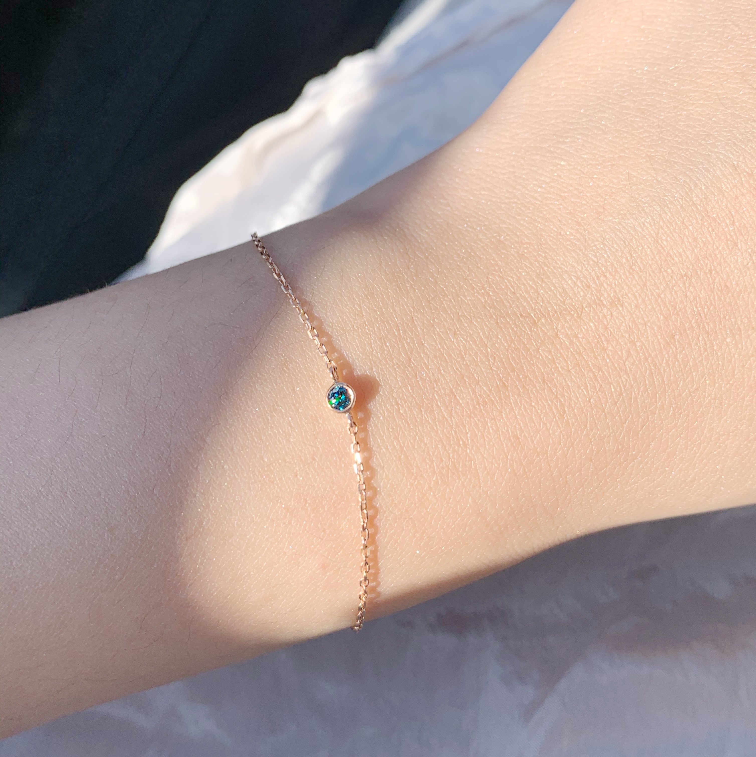 14K簡約圓邊藍鑽手鍊