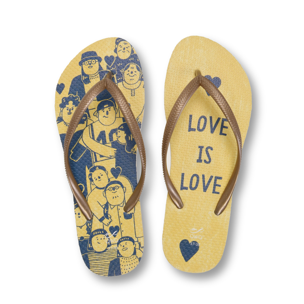 普普設計 愛最大 女款細帶人字夾腳拖鞋 沙金色