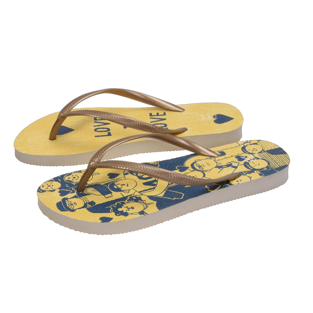 普普設計 愛最大 女款細帶人字夾腳拖鞋 沙金色