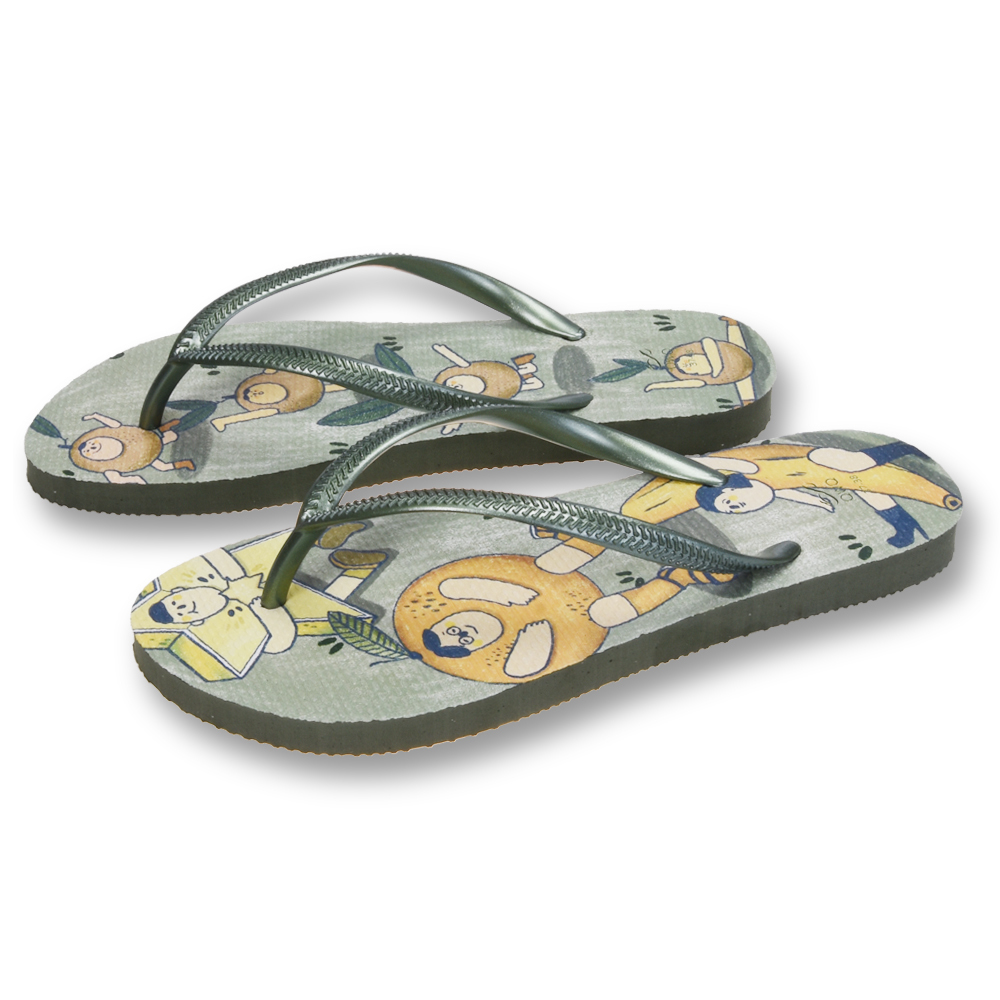 普普設計 水果 女款細帶人字夾腳拖鞋 綠色