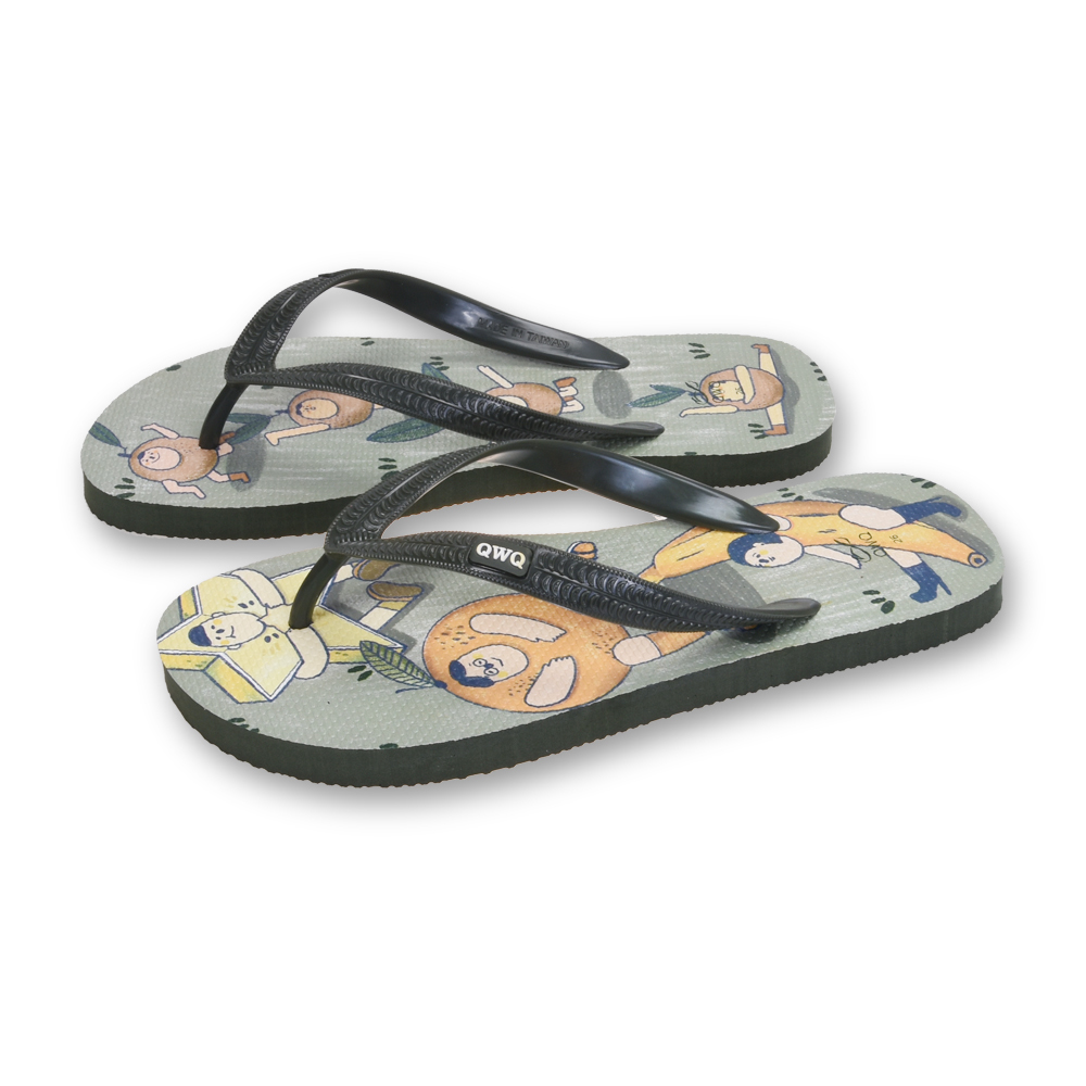 普普設計水果 男款粗帶人字夾腳拖鞋 綠色